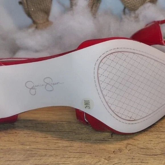 NEW Jessica Simpson Size 10M T- Strap Stilleto Pumps Holiday Candy Apple Red NYE - Picture 8 of 9